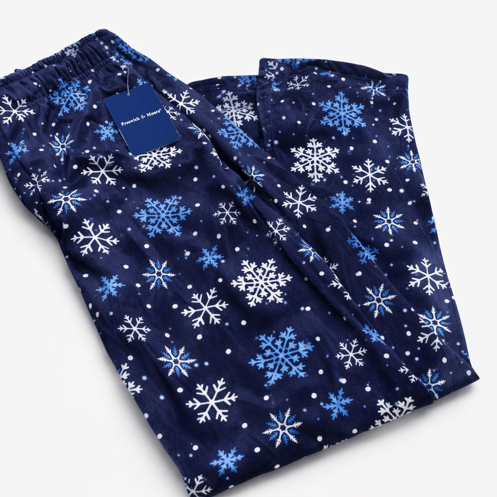 Preswick & Moore Kids Pajama Bottoms - Navy and White Snowflake